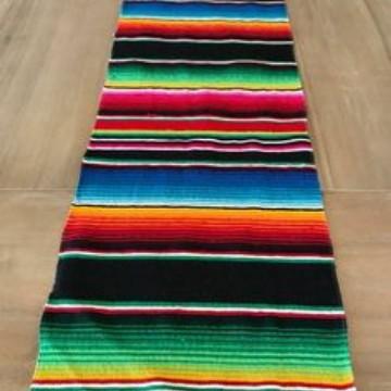 Rainbow Table Flag Mexican Party Table Runner Beach Towel Blanket American Style (black,150x275cm)