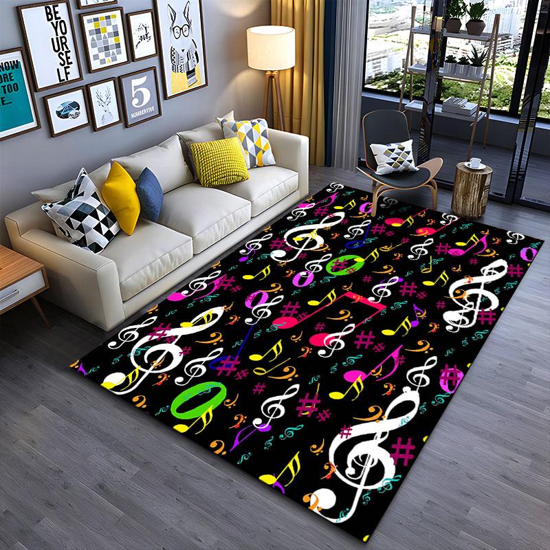 Colorful Music Note Pattern Carpet suitable as a non-slip mat for the living room or bedroom sofa