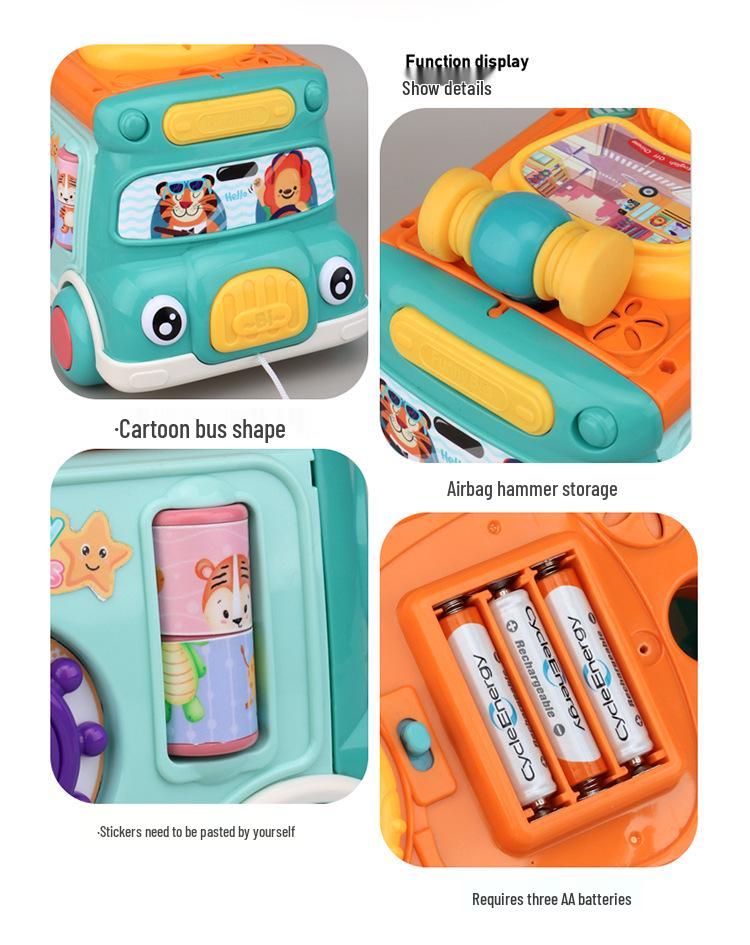 705 Kids' Whack-a-Mole Cartoon Bus: Bilingual Car Whacking Game