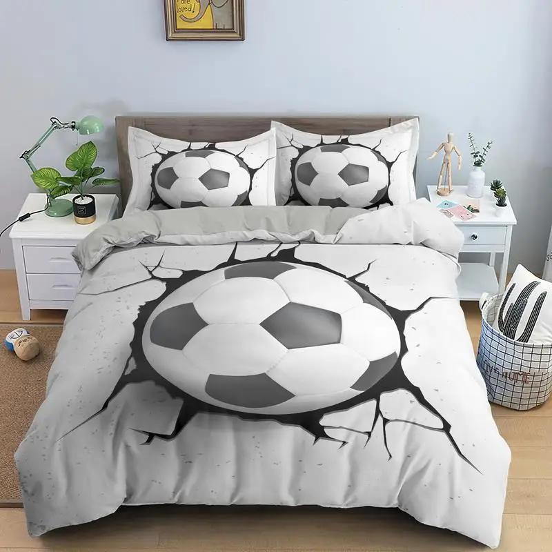 Basketball Football Printed Duvet Cover Set Queen King Size Polyester Comforter Cover Sport Bedding Set For Boys Girls Teen