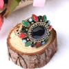 Women's Ethnic Style Retro Resin Alloy Party Jewelry Big Flower Ring Size 7-10