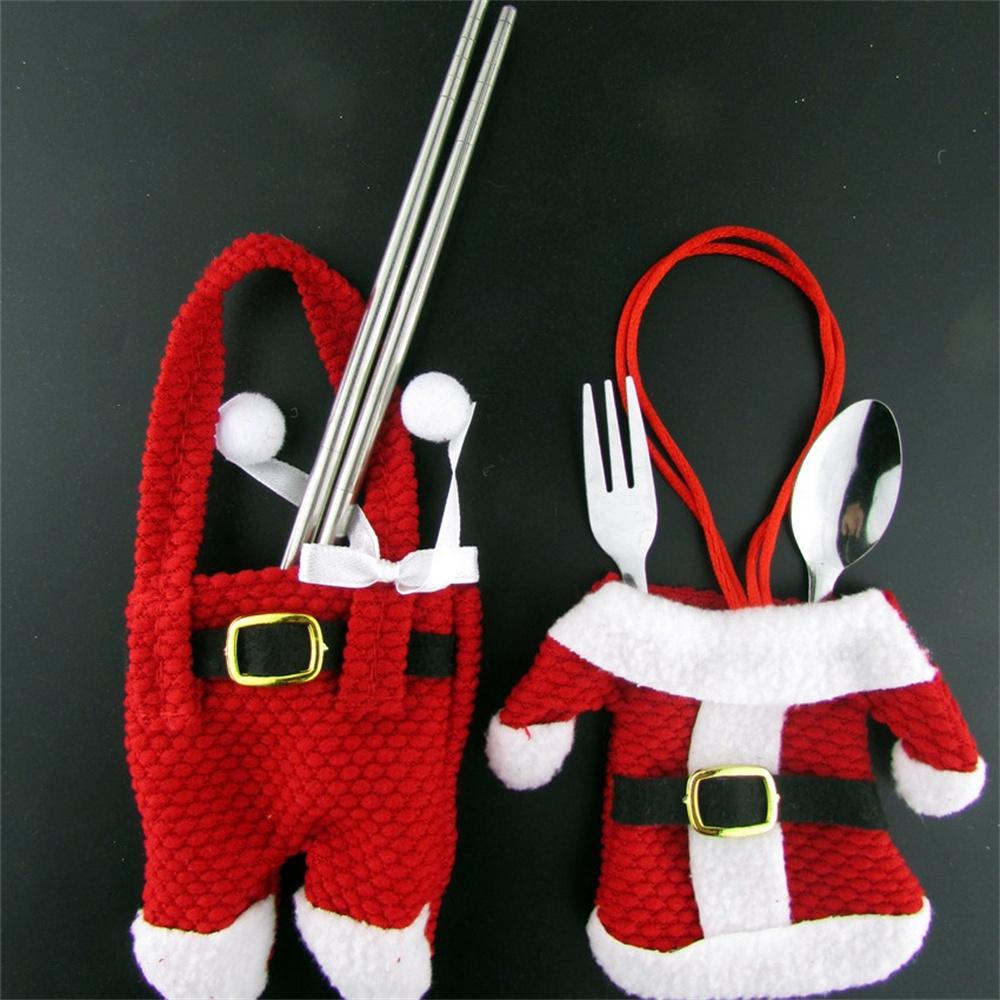 2Pcs New Year Chirstmas Tableware Holder Knife Fork Cutlery Set Skirt Pants Christmas Decorations for Home