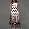 Women Summer Sleeveless V Neck Printed Maxi Dress