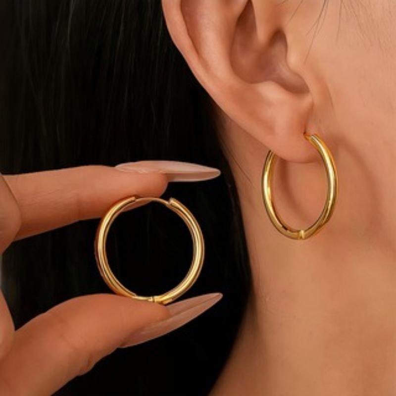 Fashionable and Minimalist Design Geometric Circle Earrings, Women s Personalized Daily Versatile Accessories Zircon Gifts