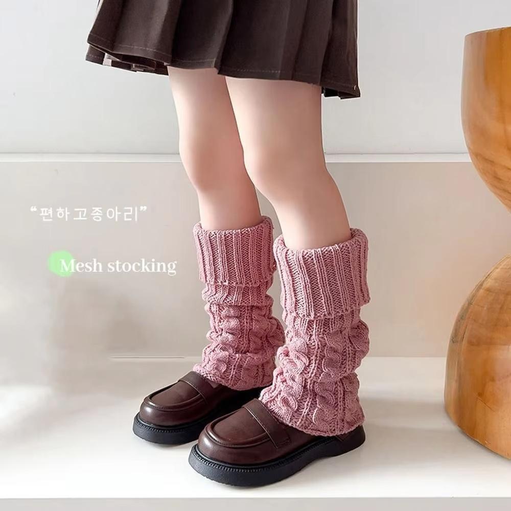 Scaldamuscoli per bambini, calzini lavorati a maglia intrecciati Lolitas, copripiedi caldi per bambine, calzini carini e dolci, calze lunghe