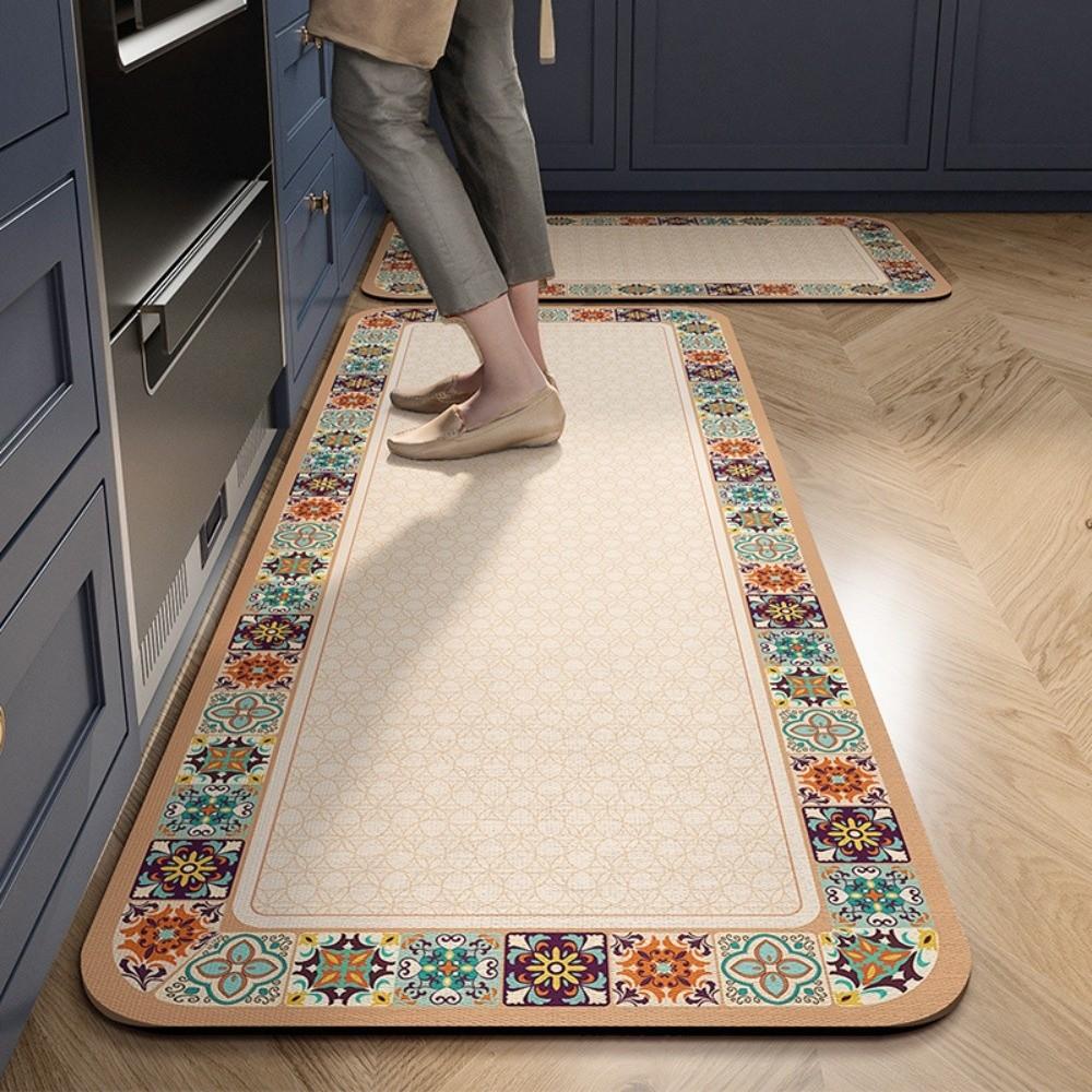 2pcs Printed Kitchen Carpet Rug Stain Resistant Non Slip Kitchen Floor Mat Carpets Soft Water Absorbent Entrance Door Mat