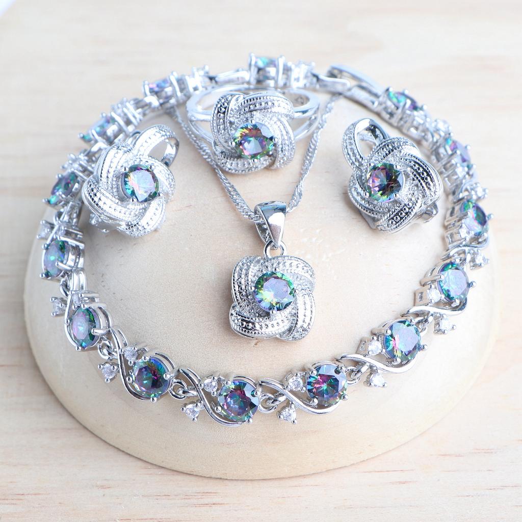 Conjuntos de joyería de circonia azul para mujer, Plata de Ley 925, joyería de disfraz nupcial para boda, pendientes, anillos, pulseras, collar con colgante