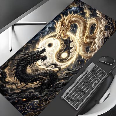 Fantasy Black Dragon and Gold Dragon Mouse Pad Computer Office Game Table Mats Rubber Antislip XXL Mouse Mat HDP Long Desk Pads