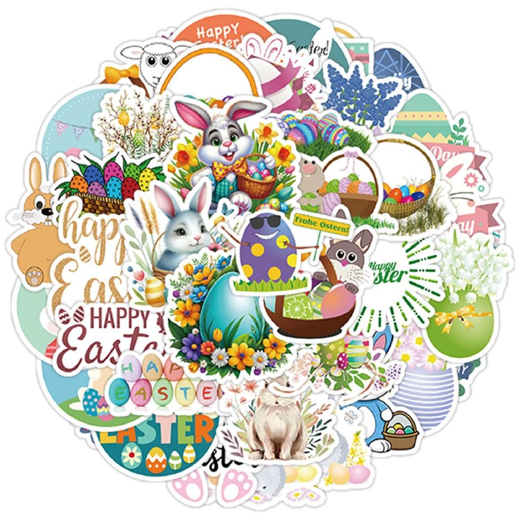 50pcs Cute Notebook Account Decoration Sticker,cute Stickers, Journaling Supplies,Easter Bunny Egg Stickers