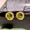 1 Pair Sparkling Design Green Crystal Earrings Green Crystal Sparkling Earrings  Women Jewelry