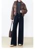 Fashion commuter flocked wide-leg jeans for women are not easy to fade high-waisted fleece and thin non-stick leg flared floor pants