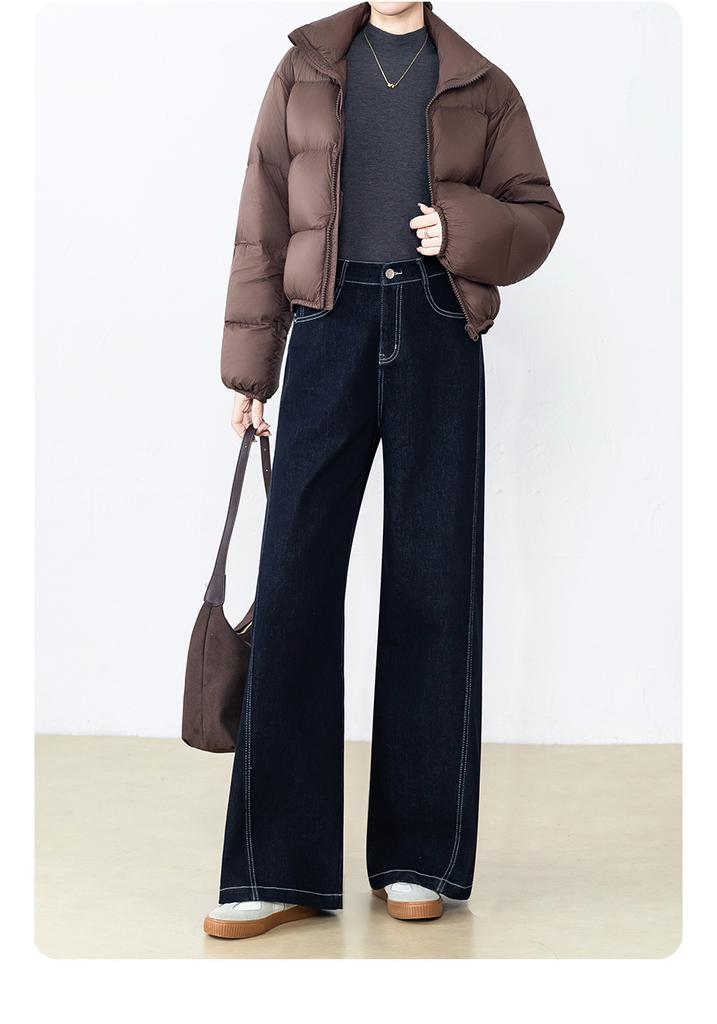 Fashion commuter flocked wide-leg jeans for women are not easy to fade high-waisted fleece and thin non-stick leg flared floor pants