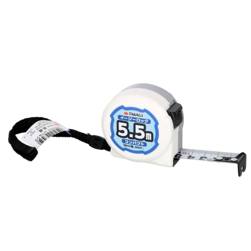 Takagi Easy Lock Convex Measuring Tool, Compact Tape Measure, 19mm x 5.5m, Auto-Lock, for Measuring Work