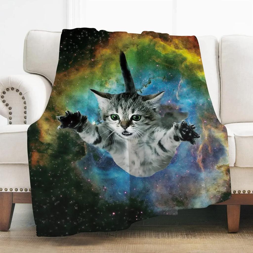 Cat Book Pattern Flannel Throw Blanket Gifts Reading Lover Cute Animals Decor Home Bedroom Soft Warm Cozy Lightweight King Size