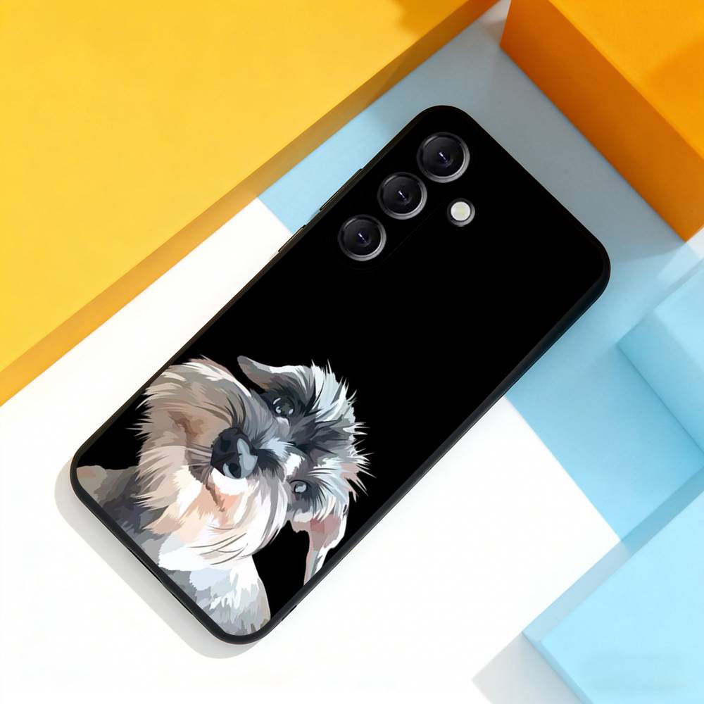 Cartoon S-Schnauzer Dog Phone Case For Samsung Galaxy A 22,71,53,52,51,72,73,5G,Note,J7,8,9 Soft Black Cover