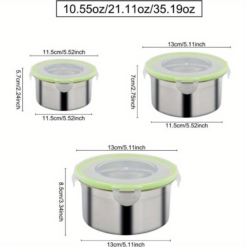 Stainless Steel Food Storage Container Set Sealed Bowl with Cover Round Meal Prep Lunch Bento Box Kitchen Fresh-keeping Bowl
