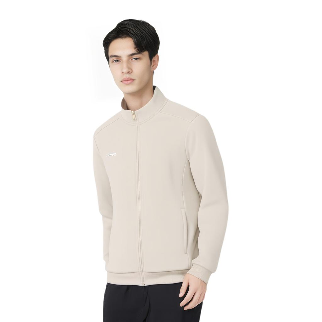 Felpa Casual con Cappuccio Aperta Davanti e Collo Alto Liscio da Uomo Li Ning GrigioAvena AWDT989-4