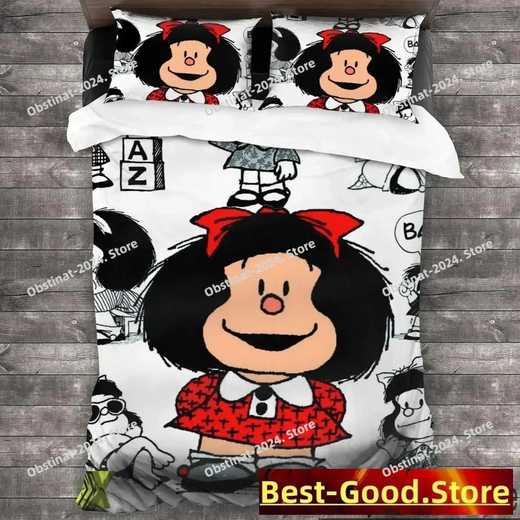 3D Mafalda Cartoon Comforter Bedding Set Printed Bed Set Duvet Cover Sheet Pillowcase Bed Soft Quilt Cover Full Queen King Size