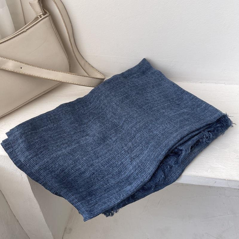 

Женский шарф на осень Свежий и универсальный Контрастные полосы Текстура Хлопок и лен Тонкий платок Шарф Шарф 180*90cm