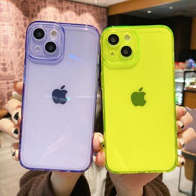 Fluorescent Color Transparent Phone Case For Iphone 13 Pro Max 12 11 X Xs Xr 7 8 Plus Se Soft Silicone Shockproof Clear Cover