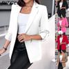 Autumn/Winter Long-Sleeved Solid-Colour Cardigan Blazer for Women