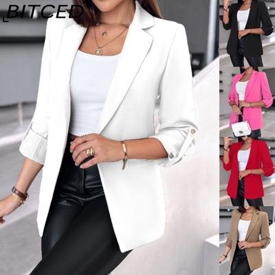 Autumn/Winter Long-Sleeved Solid-Colour Cardigan Blazer for Women
