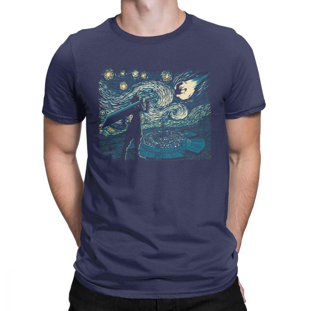 Men Starry Fantasy Van Gogh Final Fantasy T Shirts Portrait Vincent Pop Art Game Cotton Funny Short Sleeve Tees Gift T-Shirts