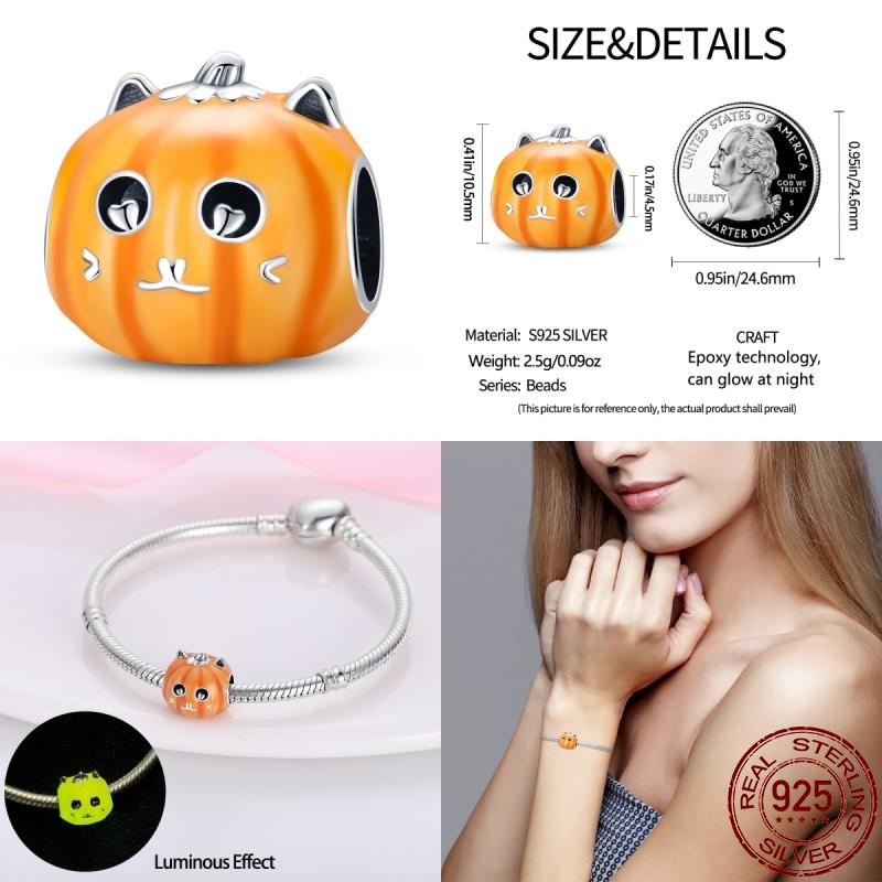 Copper Glow Halloween Series Charms Fit Original Pan Bracelet Diy Beads For Women Birthday Fine Jewelry Gift