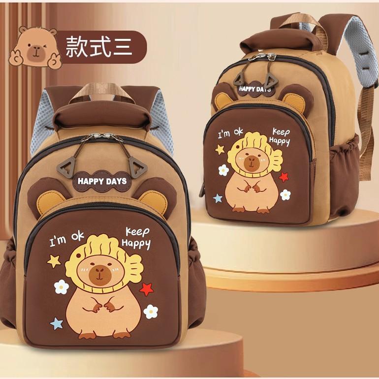Schoolbag1011 New Kapibara Large Capacity Cartoon Kindergarten School Bag Primary School Students Sports Backpack Children's Backpack