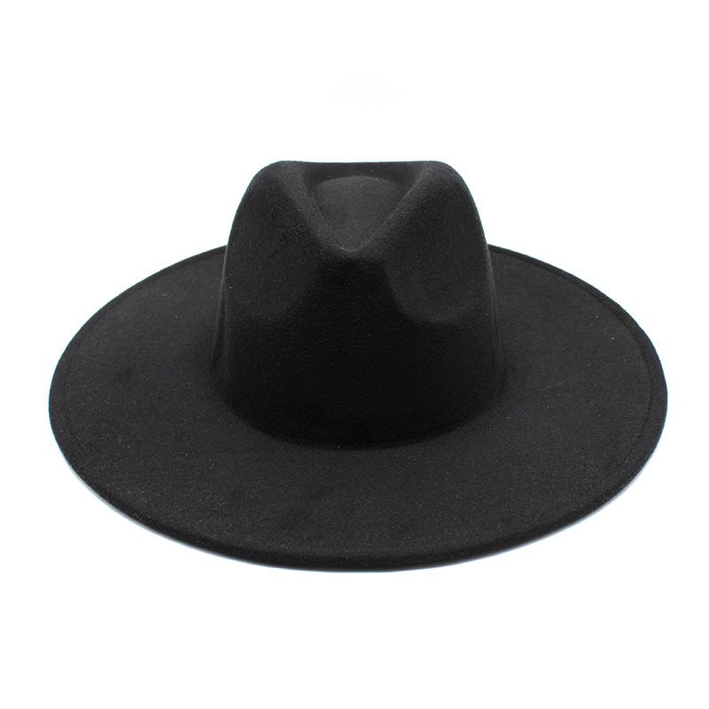 

Wool, Big-Brimmed Jazz Hat, Versatile Casual Felt Hat For Men And Women, Big-Brimmed Jazz Hat. M（56-58cm） чорний