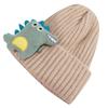 Winter Cute Kids Hats Handmade Thick Warm Soft Beanie Ear Warmer Knitted Cap Dinosaur Shape