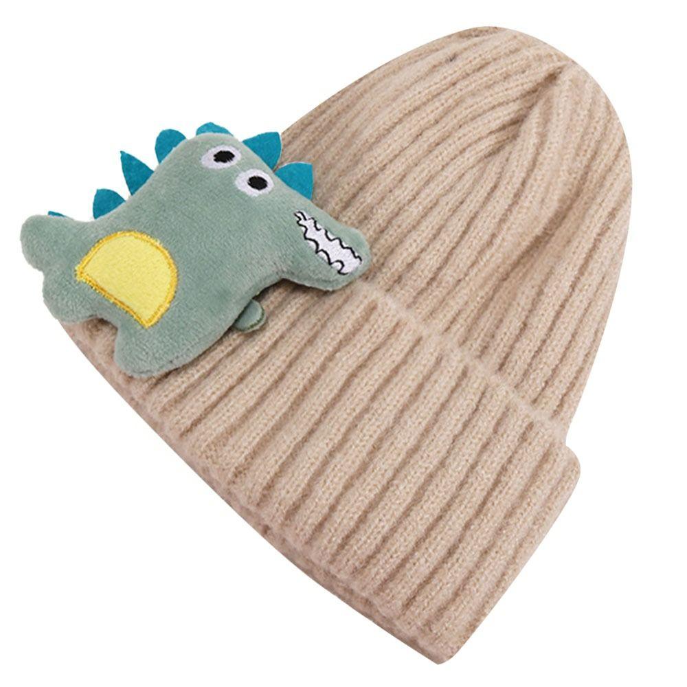 Winter Cute Kids Hats Handmade Thick Warm Soft Beanie Ear Warmer Knitted Cap Dinosaur Shape