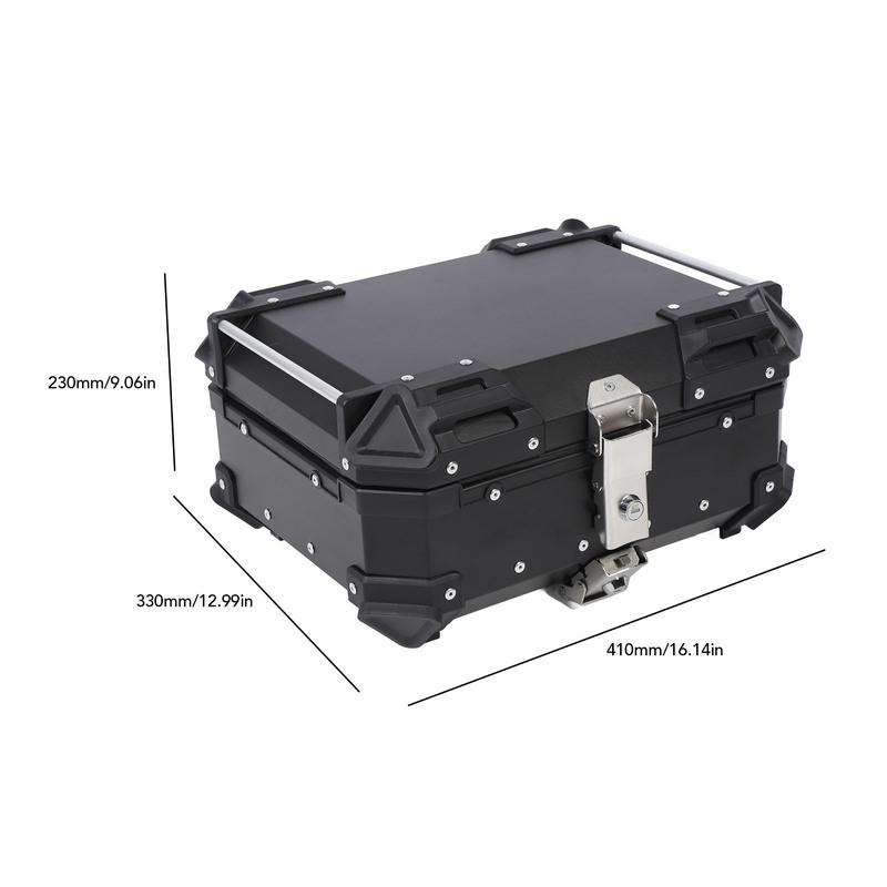 Rear Top Case Aluminum Alloy Water Resistant Fit Motorcycle Top Box Shockproof with Safety Lock for Helmet Luggage