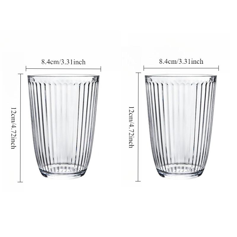 250ml/360ml American Iced Coffee Cups Simple Living Room Drinking Cups Cafe Cold Brew Transparents Vintage Striped Glass Cups