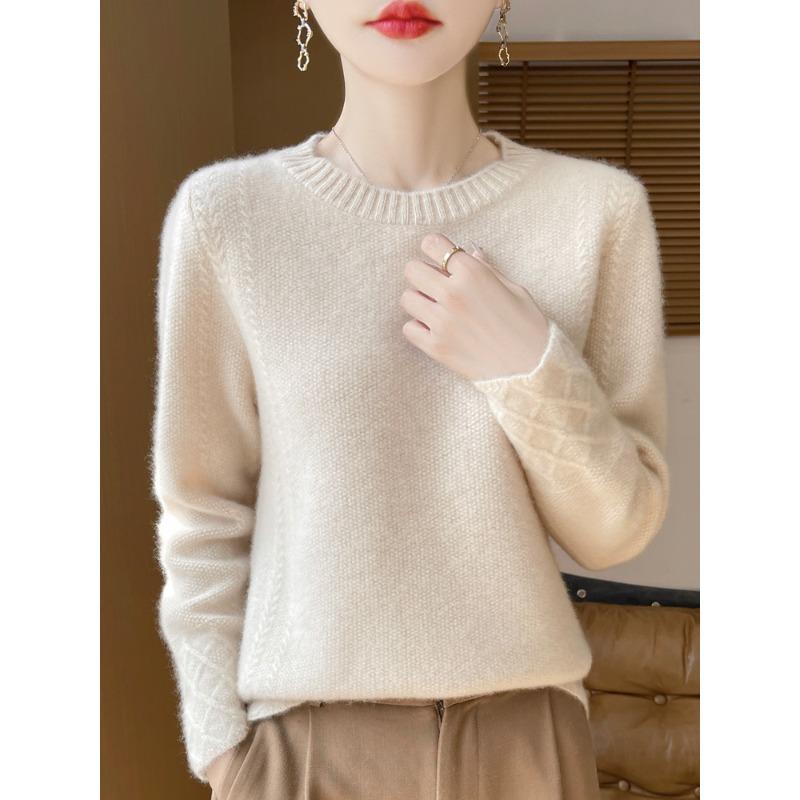 New Round Neck Knitted Cardigan for Autumn and Winter for Women Loose Pullover Sweater Soft Glutinous Osmanthus Needle Thick Base Shirt