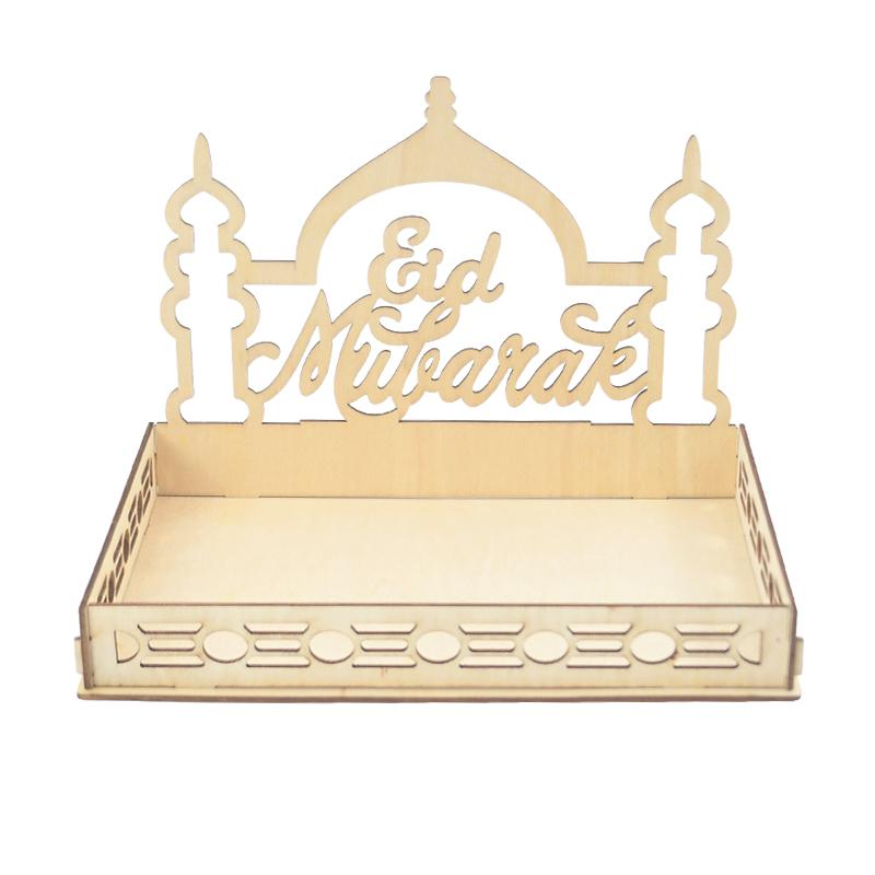 

Деревянный поднос для еды Ид Мубарак, украшение Рамадана для дома, Ид аль Адха, исламский Рамадан Карим, мусульманский декор для вечеринки, подарки Ид Мубарак