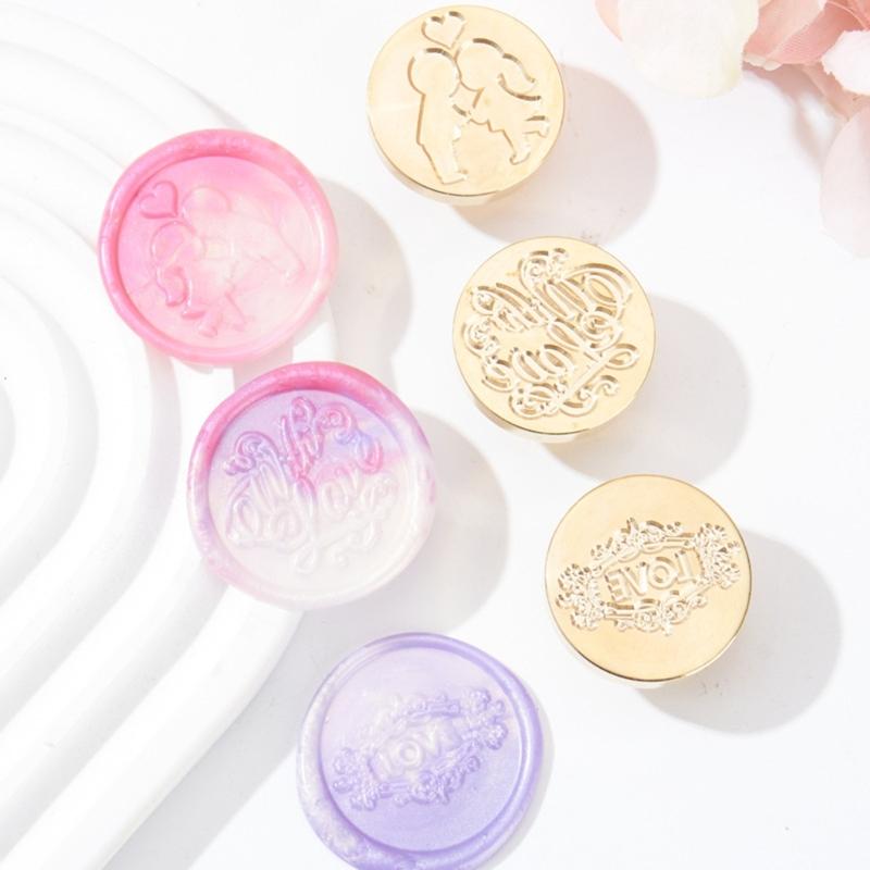 2Pcs Wedding Themed Seal Stamp Head, Embossed Sealing Stamp Head for Invitations Envelope Scrapbooking Embellishments