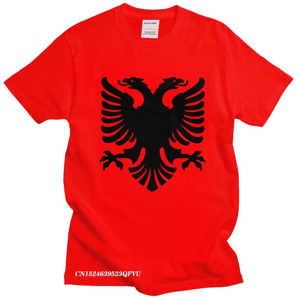 Flag Of Albania Eagle Tshirts Men Cotton Albanian Pride Tee Tops Round Neck Kawaii T Shirt Streetwear Men Casual Tshirt
