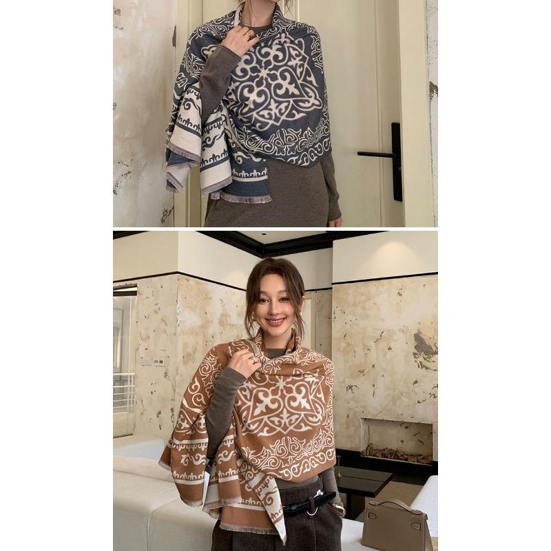 Women S Ethnic Style Faux Cashmere Scarf Warm Thick Travel Shawl
