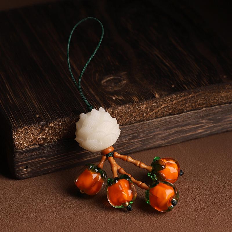 Chinese Bodhi Lotus Keychain: Anti-Lost Car Pendant with Ancient Style Rope
