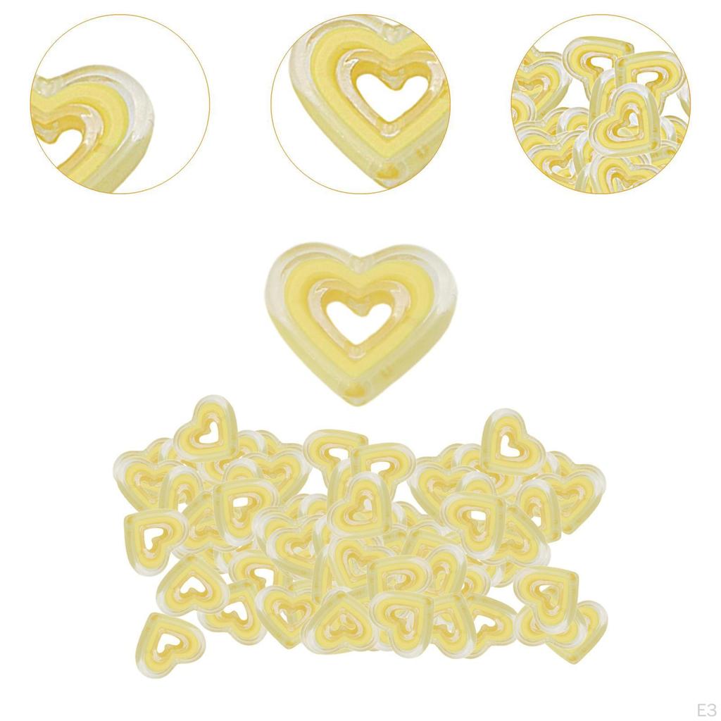 80 Acrylic Heart Beads for Craft Projects, Loose Spacer Jewelry