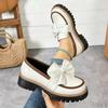 Plus Size 36-43 Shoes for Women FashionThick Bottom Ladies Slip on Bow Leather Loafers Non-slip Work Comfort Flats Sneakers
