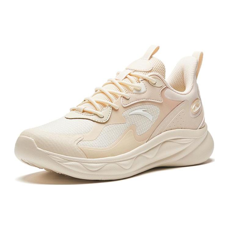 New Anta Mianbomb 2 Cushioned Slip Resistant Abrasion Resistant Low Top Sprint Running Shoes Women's Beige Yellow 922345577-3