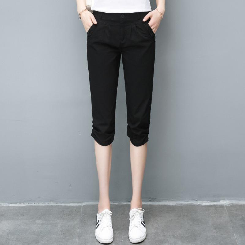 2023 Sommer Damen High Waist Schlankmachende Bodycon Jogginghose - Elastische Verkürzte Gerade Bein Haremshose