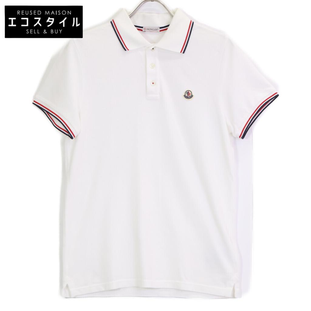 MONCLER White pique polo shirt tops S whiteUsed