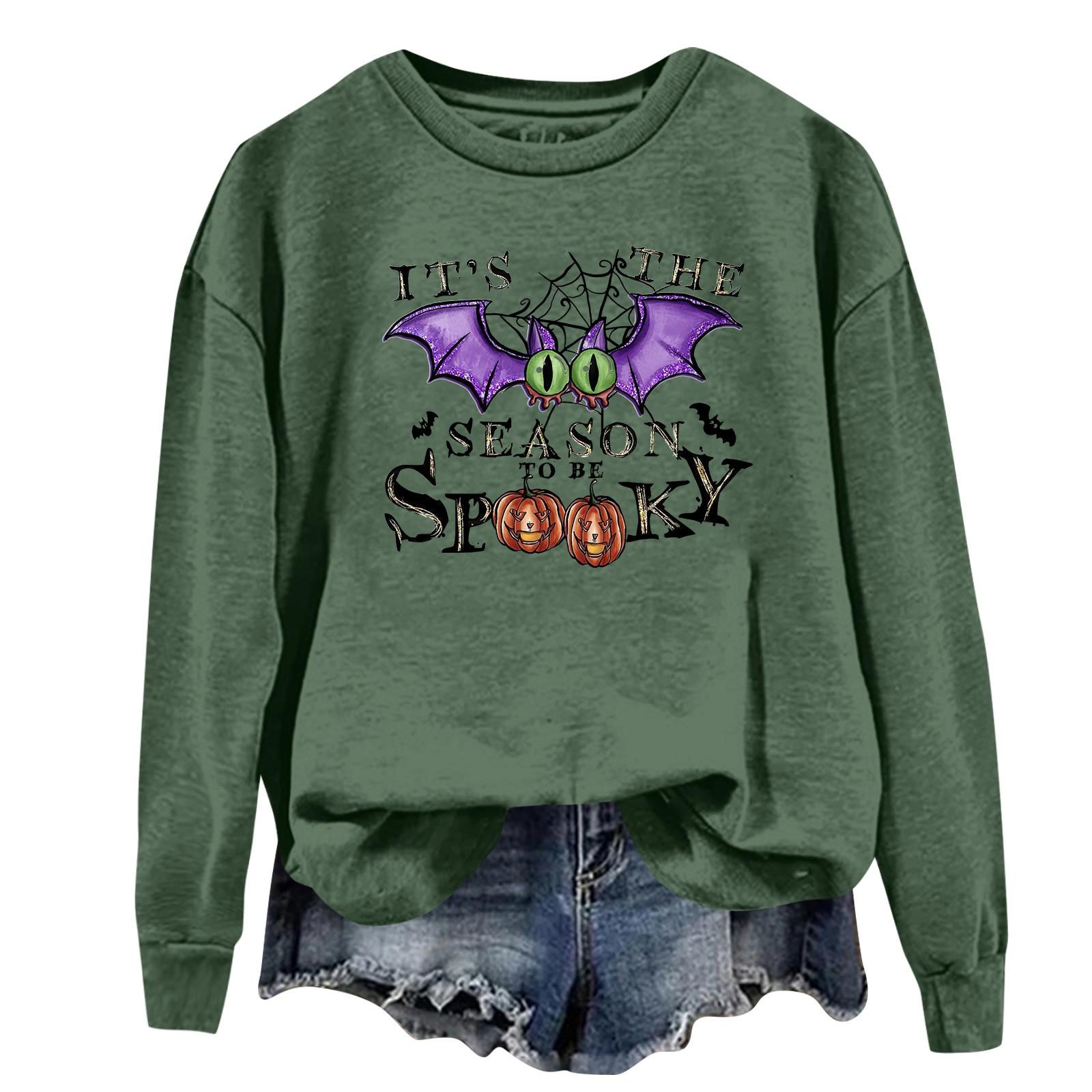 

Женская повседневная модная блузка с длинным рукавом и круглым вырезом с принтом XL зелёный