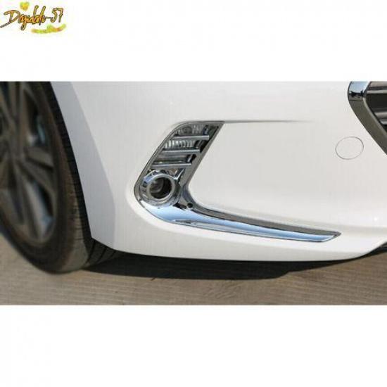 Chrome Front bumper Fog Lamp Light Cover Decor Trim For Hyundai Elantra 2017-18