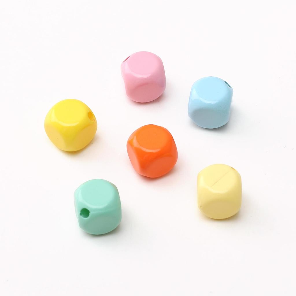 5Pcs Acrylic Spray Painted Square Shaped Beads Oblique Cut Surface Beads For DIY Necklace Bracelet Earrings Jewelry Making Craft Accessories