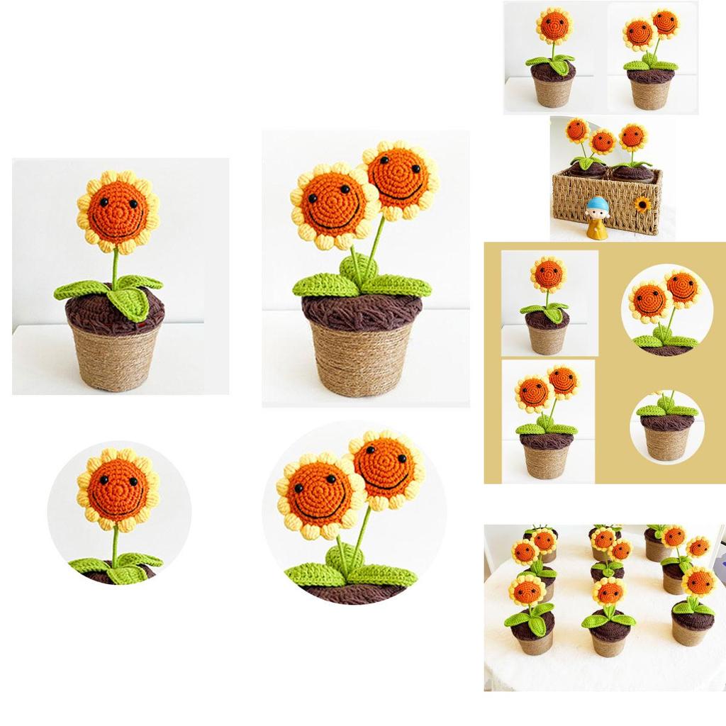 Knitted Sunflower Pot Plant Creative Décor For Your Home