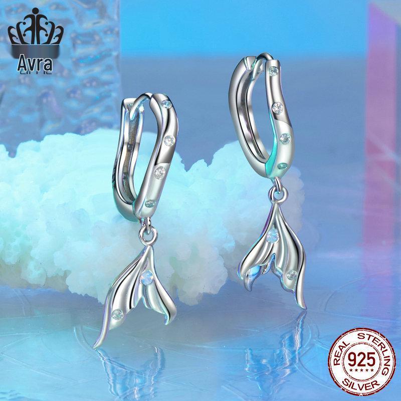 Boucles d'oreilles queue de poisson style océan: Argent Sterling S925 Élégant avec Placage Platine pour Femmes